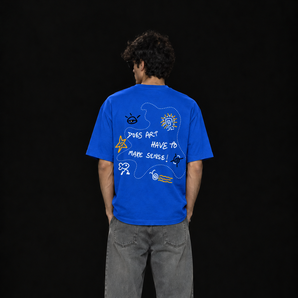 Blue Doodle Oversized T-shirt