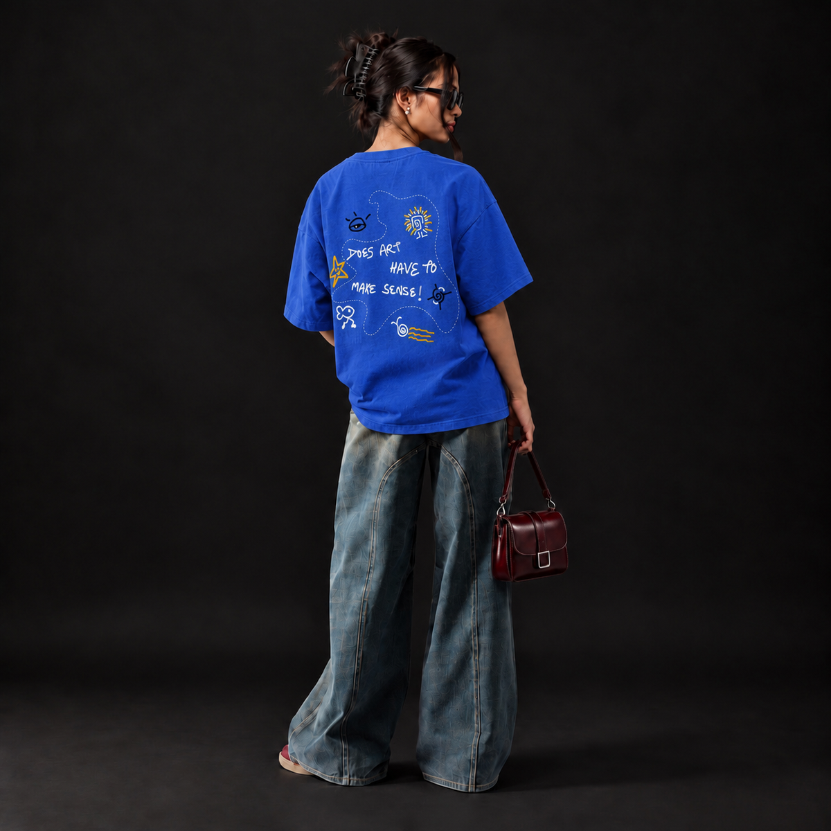 Blue Doodle Oversized T-shirt