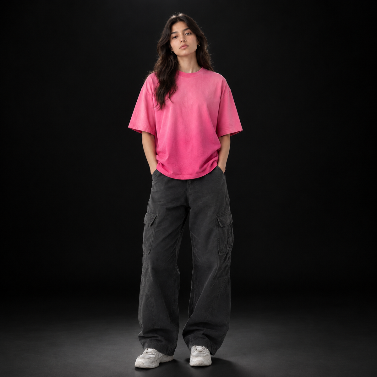 Lily & Butterfly Pink Ombre Wash Boxy Tee