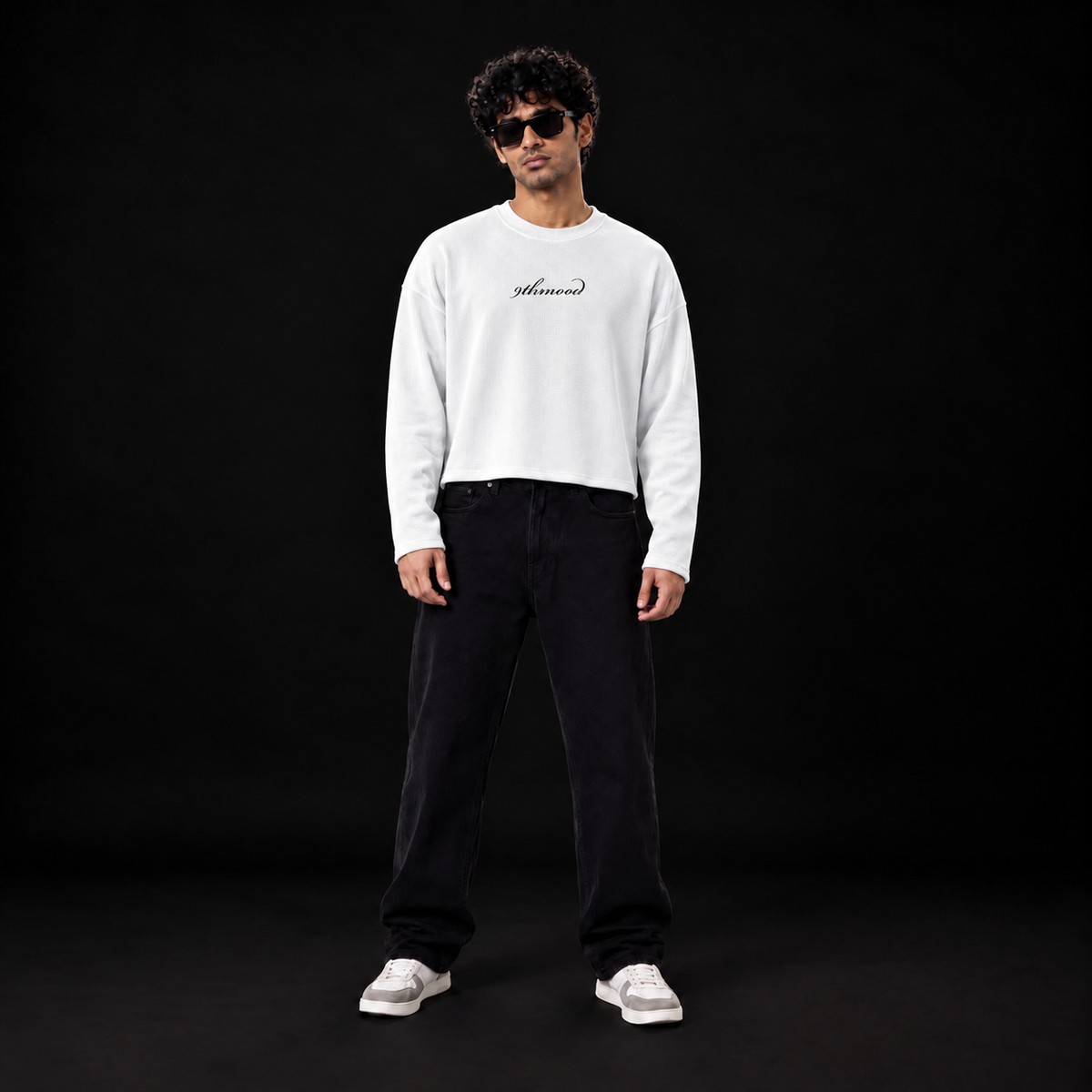 White Knit Full Sleeve Waffle